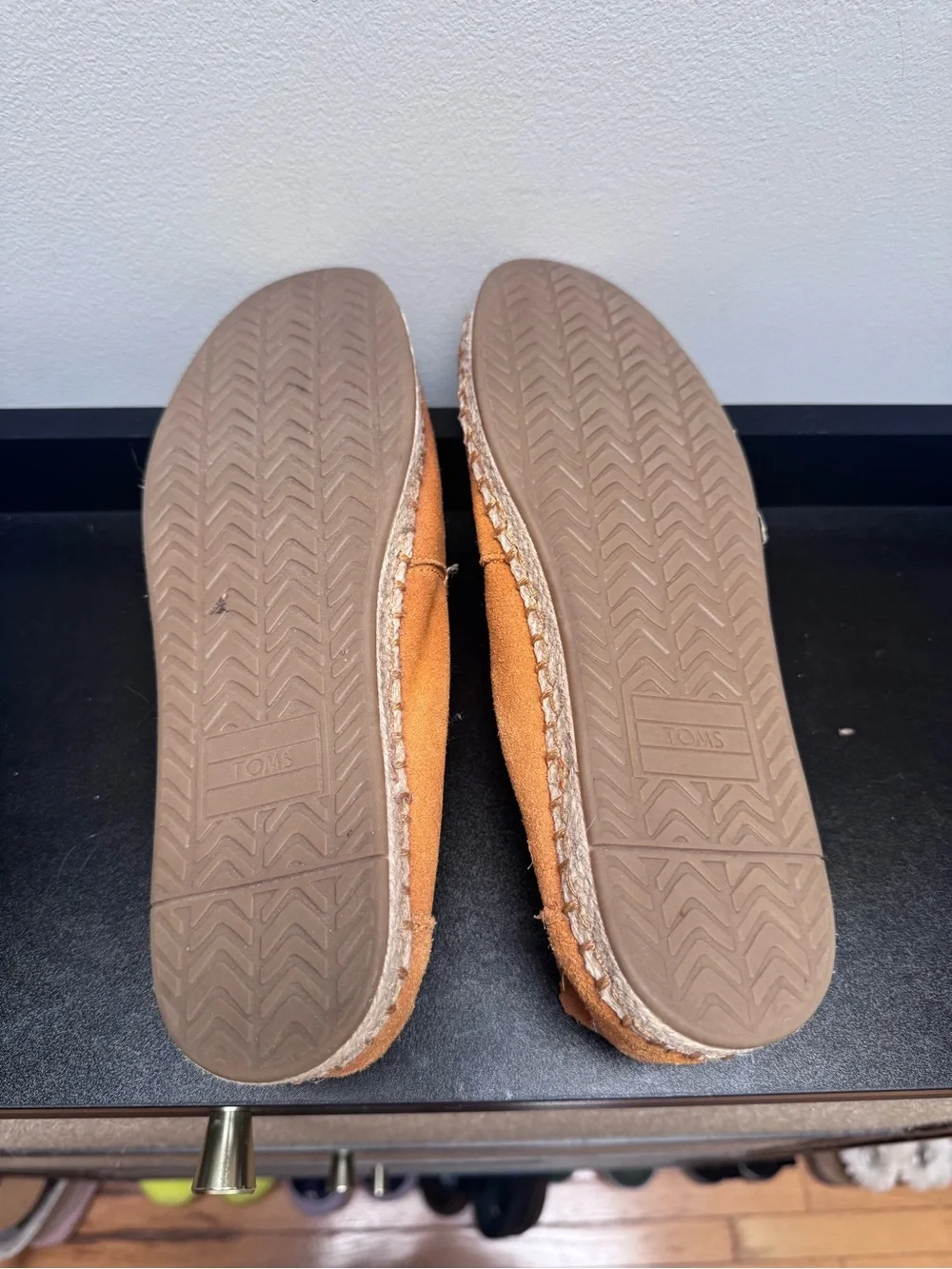 Toms Orange Suede Espadrille Flats with Tassel Detail